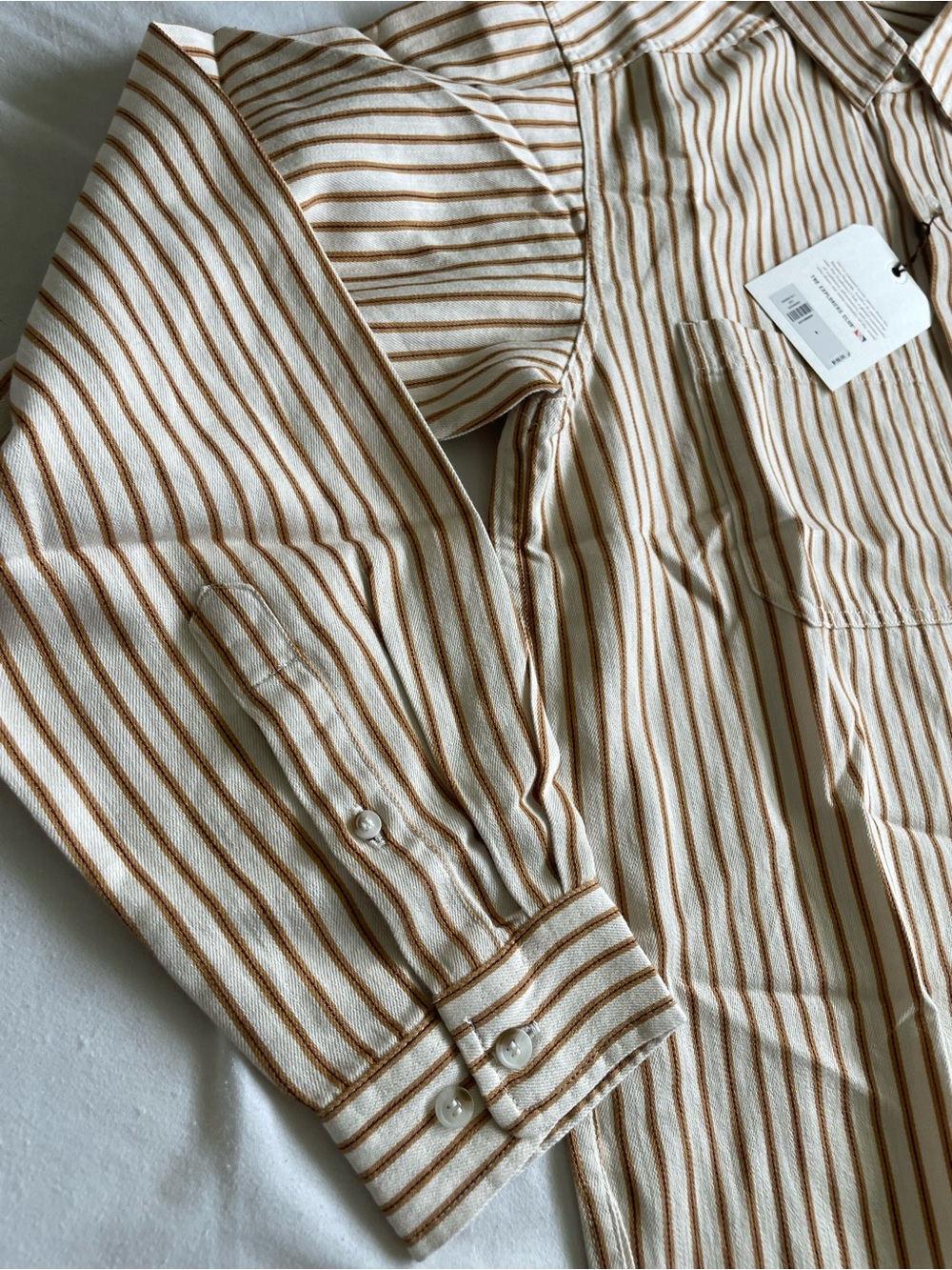 Banana Republic Cream & Tan Striped Button-Down Shirt - Picture 5 of 9